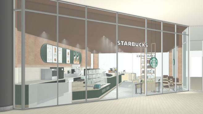 Starbucks kávézó kialakítása Kecskemét, Korona utca, Malom Központ​